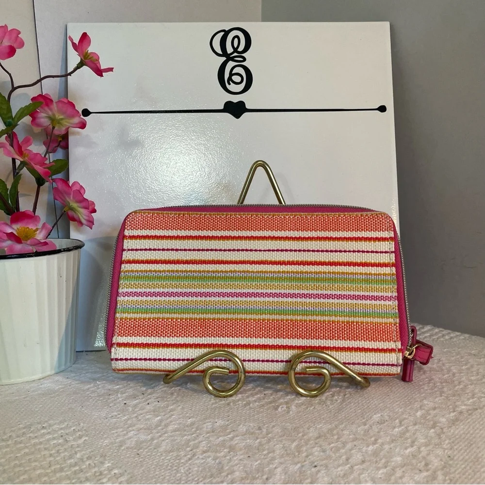Striped Pink‎ and Cream Wallet or Clutch